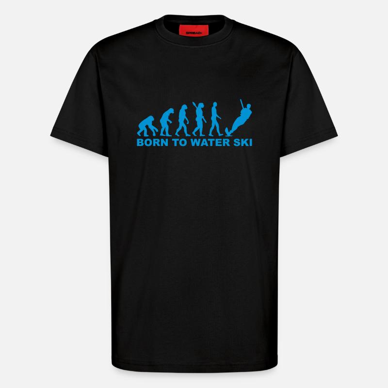 Evolution Water ski - T-shirt bio décontracté fabriqué en UE - SOLID BLACK