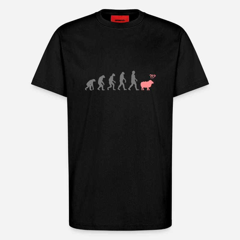 evolution mouton - T-shirt bio décontracté fabriqué en UE - SOLID BLACK