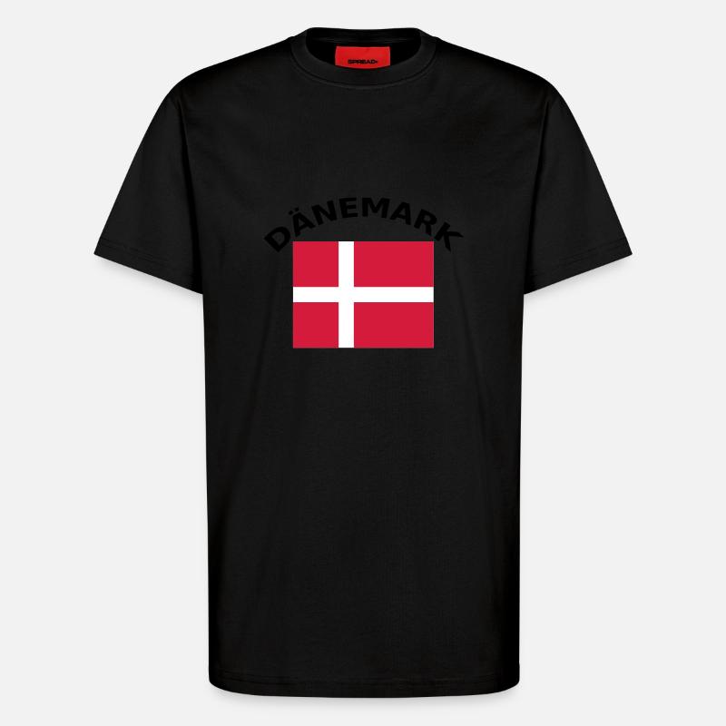 Danemark, Danemark, drapeau, drapeau - T-shirt bio décontracté fabriqué en UE - SOLID BLACK