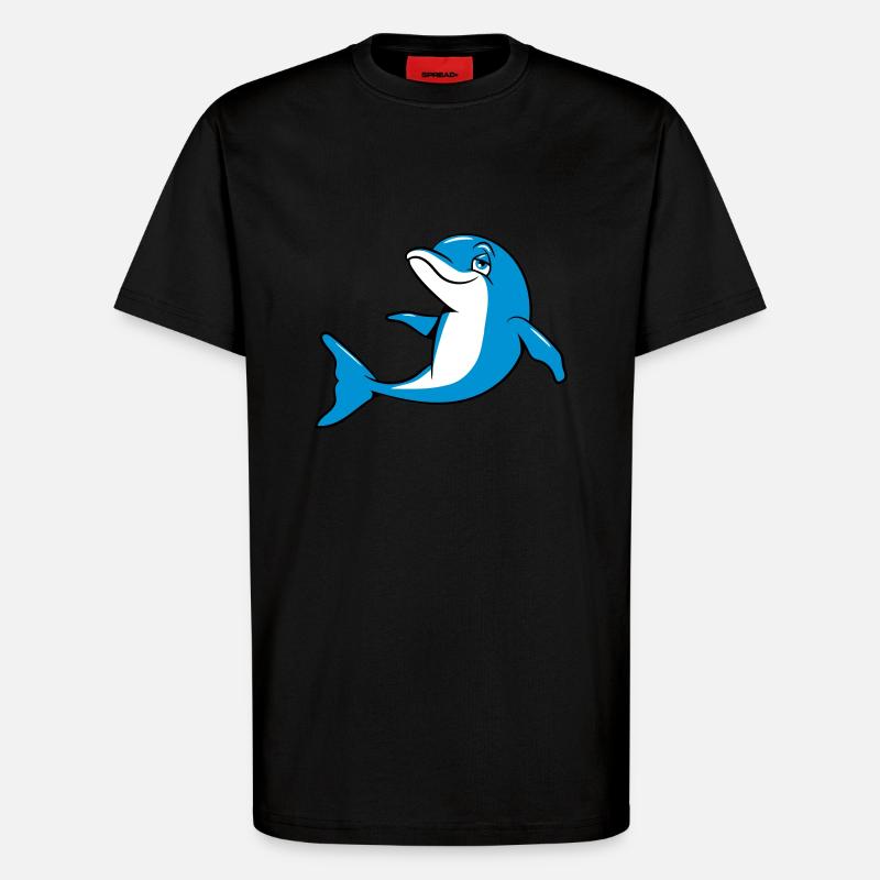 dauphin drôle douce - T-shirt bio décontracté fabriqué en UE - SOLID BLACK