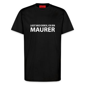 lasst mich durch, ich bin maurer - T-shirt bio décontracté fabriqué en UE - SOLID BLACK - Devant - Alina (178cm) & Michal (187cm)