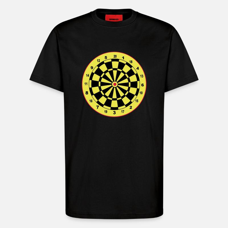 Darts, darts, darts, stickers, dartboard - T-Shirt - made by SPREAD - SOLID BLACK