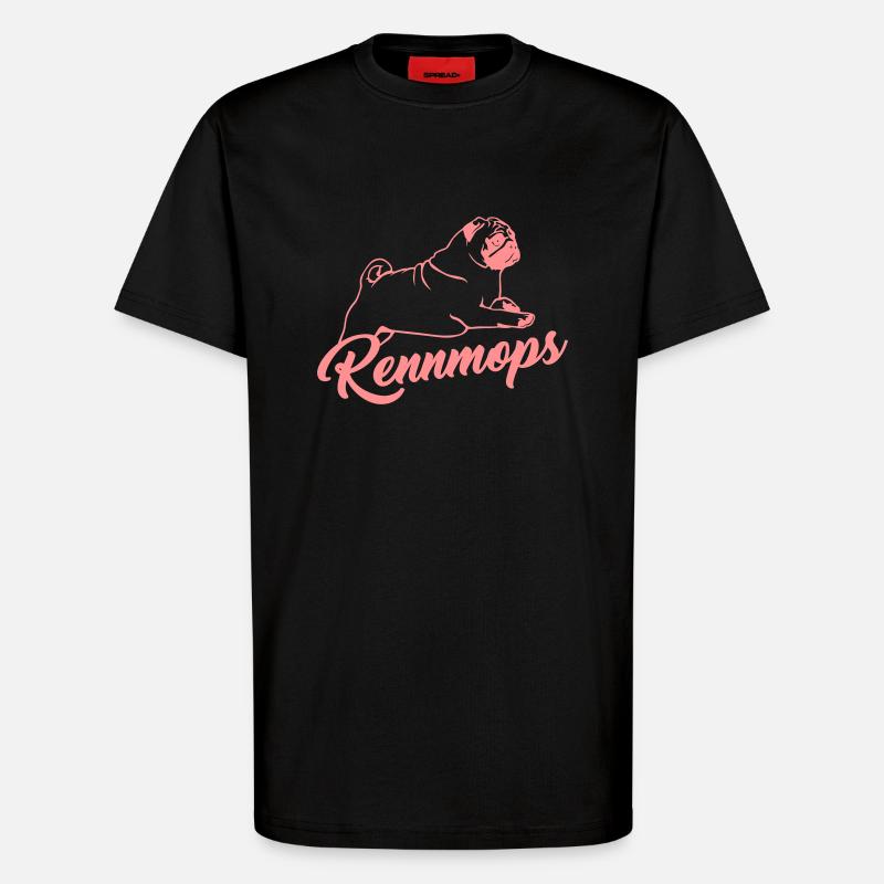 Rennmops - Mops - Sportmops - T-Shirt - made by SPREAD - SOLID BLACK