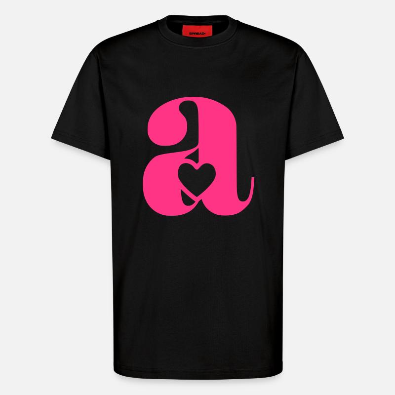 Buchstabe A Anfangsbuchstabe mit Herz - T-Shirt - made by SPREAD - SOLID BLACK