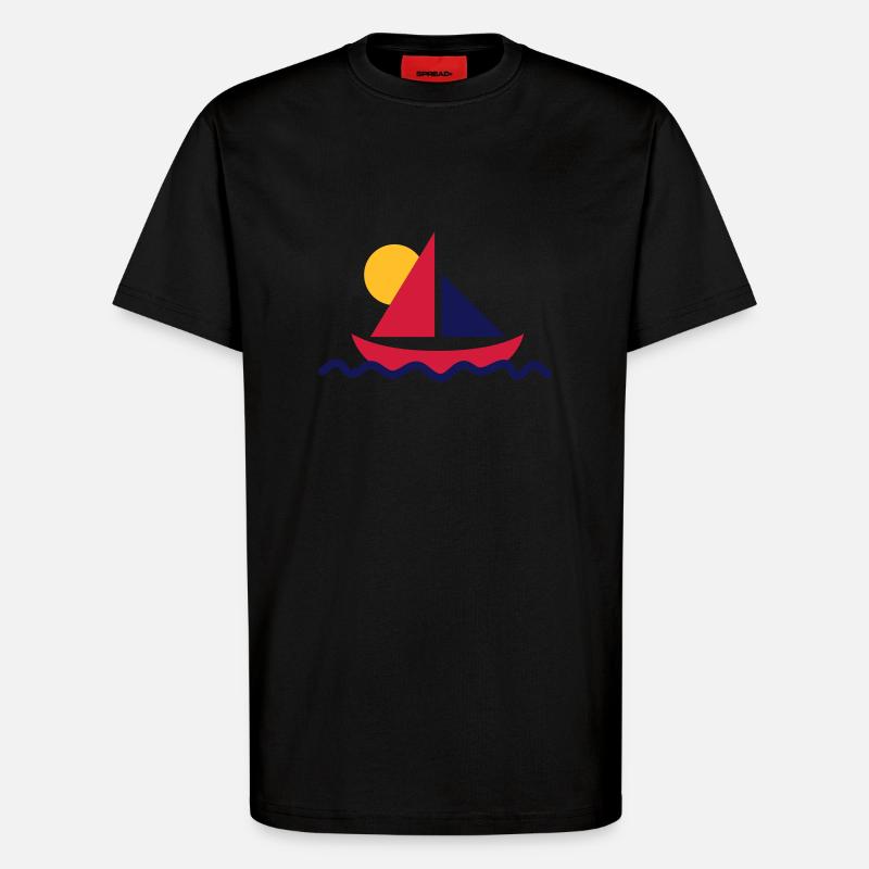 Segelboot mit Sonne - T-Shirt - made by SPREAD - SOLID BLACK