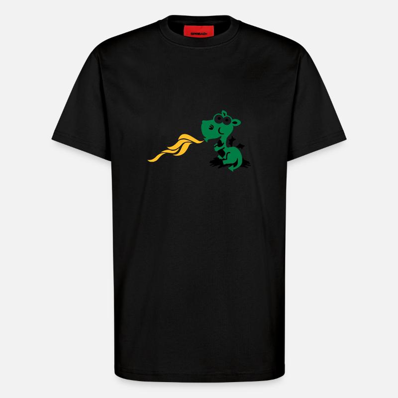 dragon spits fire - T-shirt bio décontracté fabriqué en UE - SOLID BLACK
