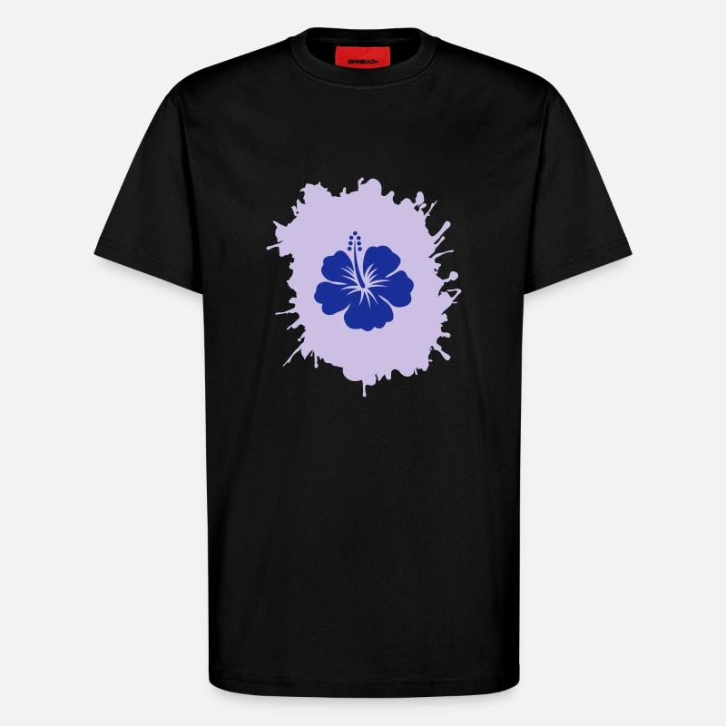 hibiskus klecks - T-Shirt - made by SPREAD - SOLID BLACK