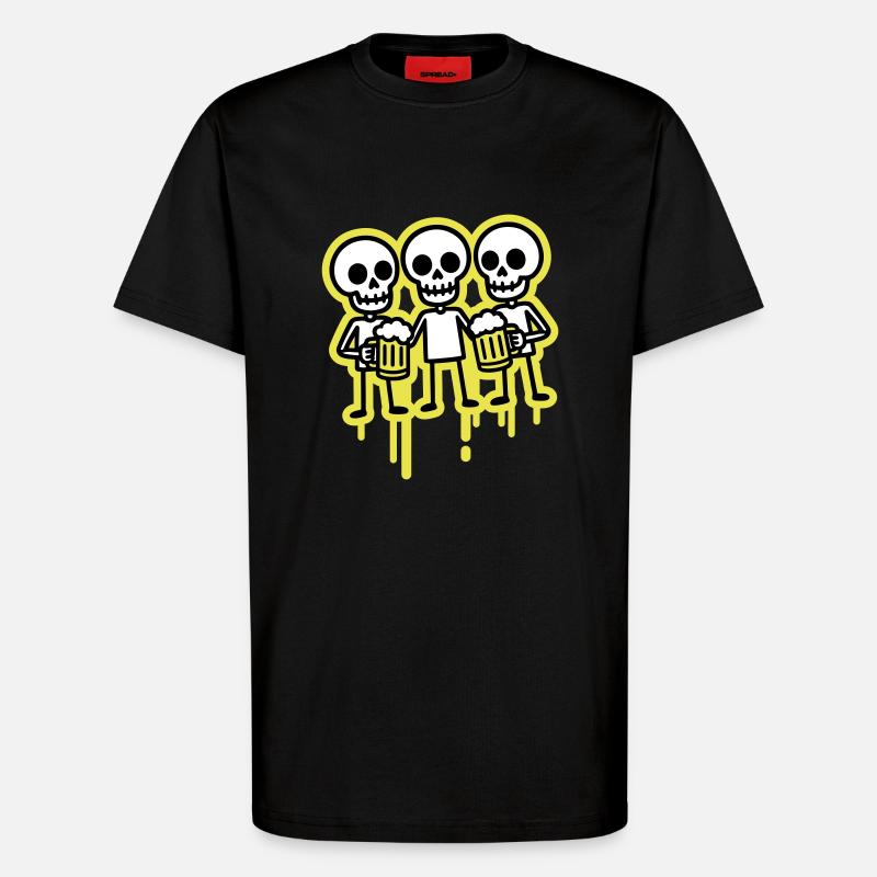 Party Crew Skeleton Beer - T-Shirt - made by SPREAD - SOLID BLACK
