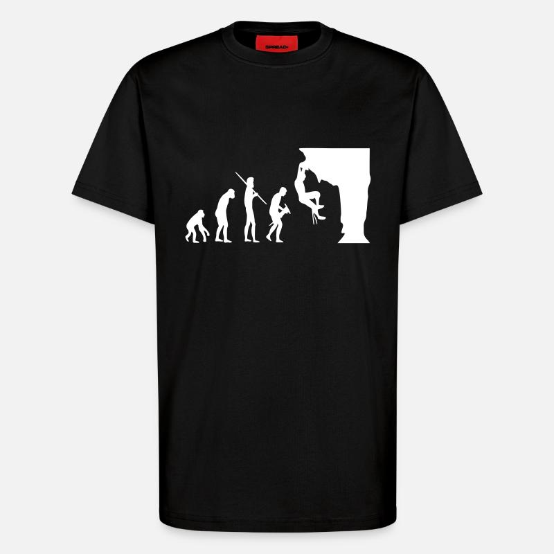 Climbing Evolution - T-Shirt - made by SPREAD - SOLID BLACK