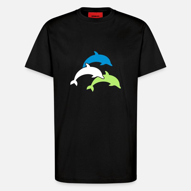 Dolphins - T-Shirt - made by SPREAD - SOLID BLACK
