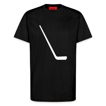 Ice hockey stick - T-Shirt - made by SPREAD - SOLID BLACK - Front - Alina (178cm) & Michal (187cm)