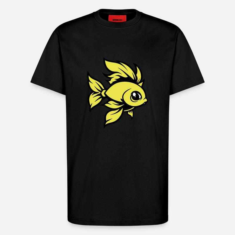 goldfisch fisch comic tier - T-Shirt - made by SPREAD - SOLID BLACK