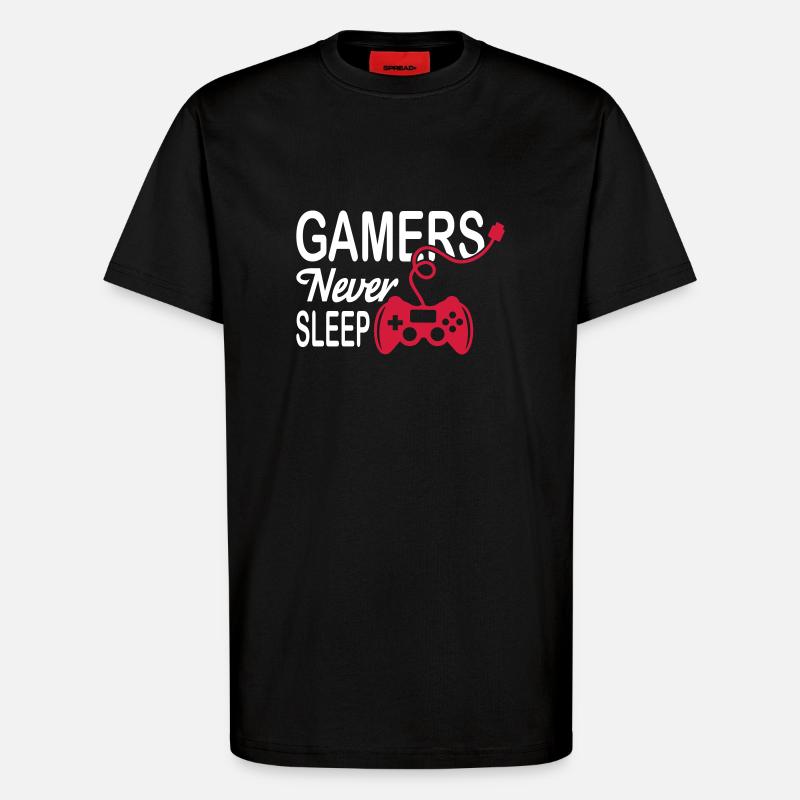 Gamers Never Sleep - T-Shirt - made by SPREAD - SOLID BLACK