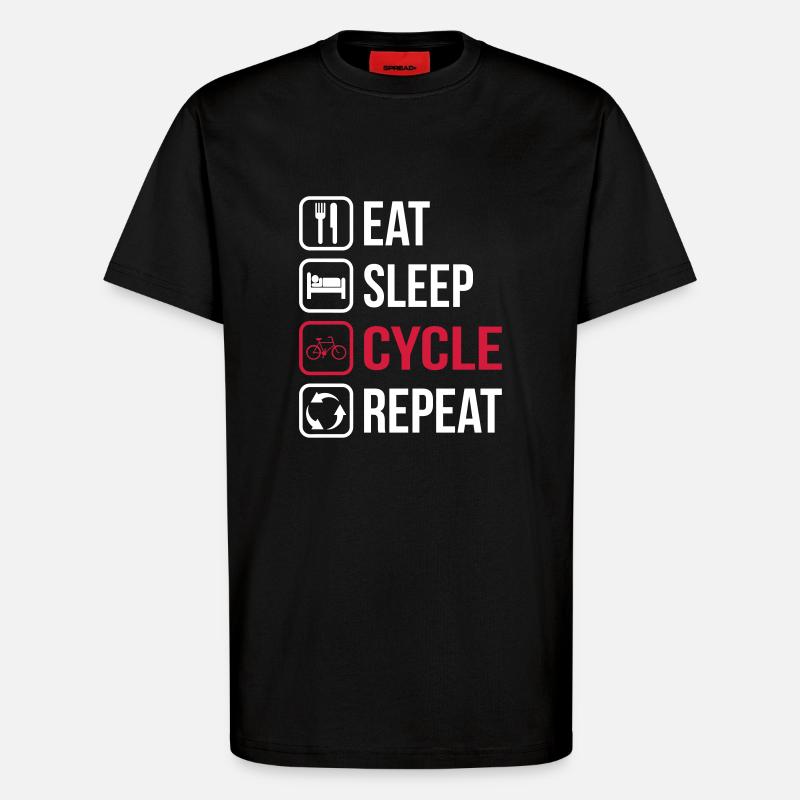 Eat Sleep Cycle Repeat - T-Shirt - made by SPREAD - SOLID BLACK