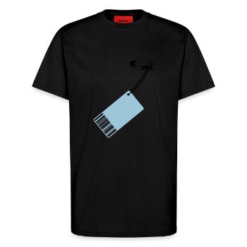 Price-tag - T-Shirt - made by SPREAD - SOLID BLACK - Front - Alina (178cm) & Michal (187cm)