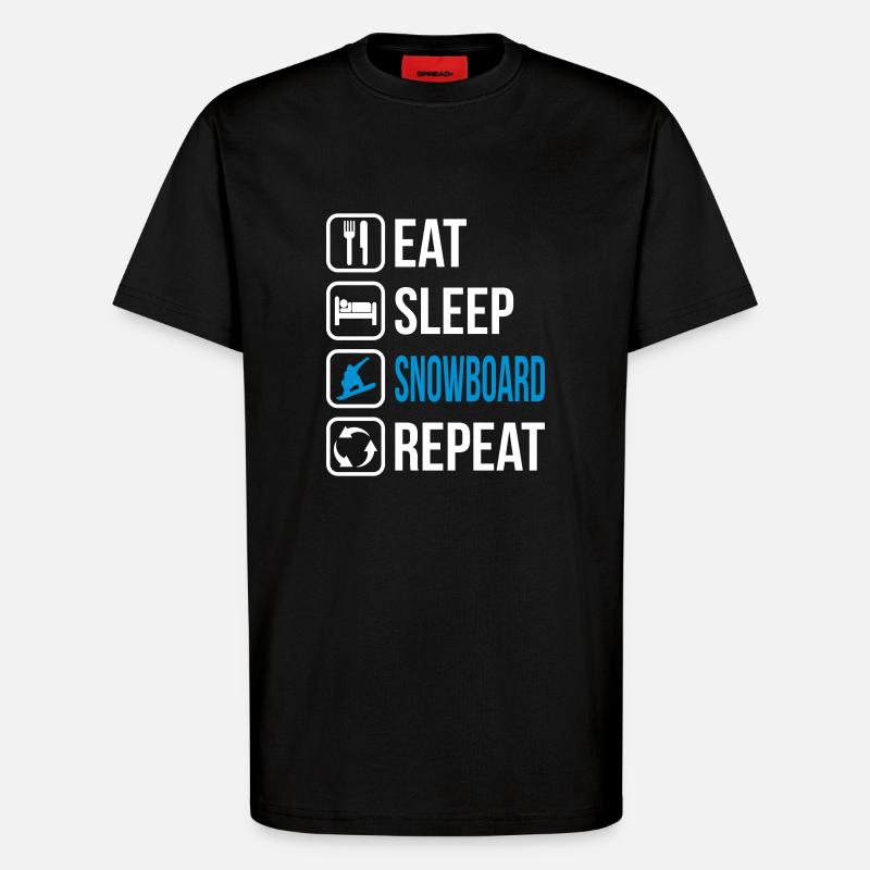Mangez Sleep Snowboard Repeat - T-shirt bio décontracté fabriqué en UE - SOLID BLACK