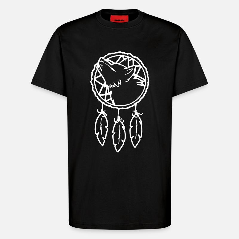 Wolf Dreamcatcher - T-Shirt - made by SPREAD - SOLID BLACK