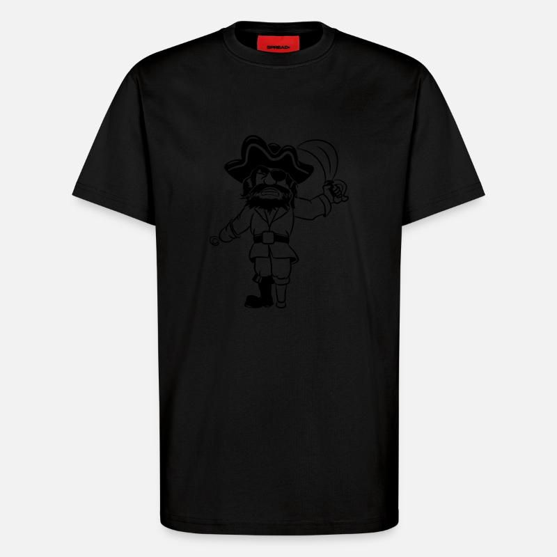 Pirat holzbein dreispitz degen - T-Shirt - made by SPREAD - SOLID BLACK