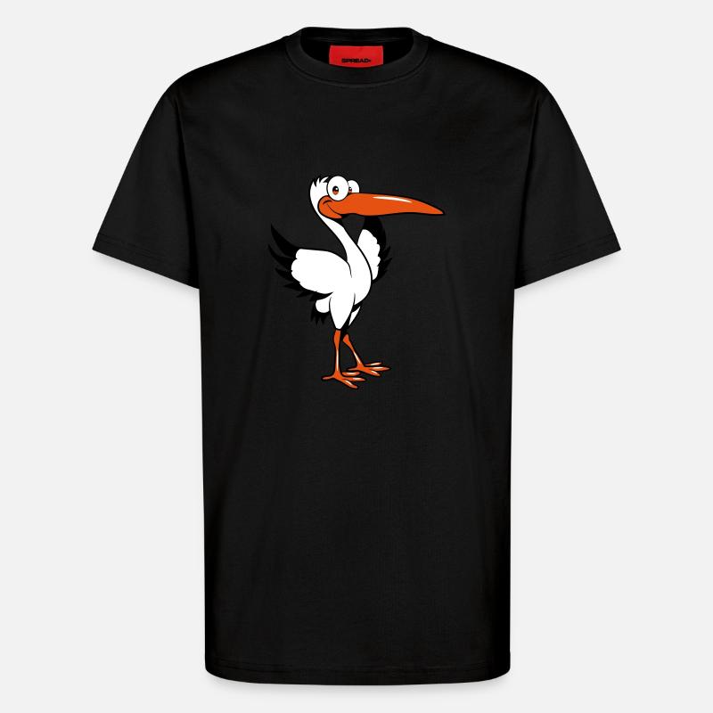 Stork funny comic - T-Shirt - made by SPREAD - SOLID BLACK