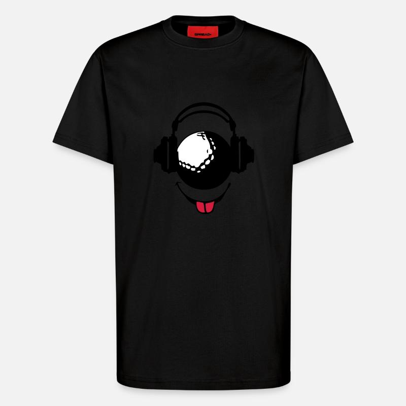Kopfhörer Kopfhörer dj Golf smiley1 - T-Shirt - made by SPREAD - SOLID BLACK