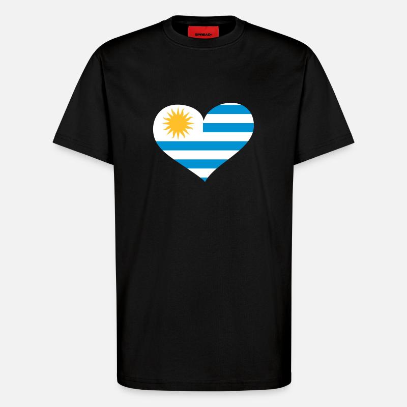 Uruguay Herz; Heart Uruguay - T-Shirt - made by SPREAD - SOLID BLACK