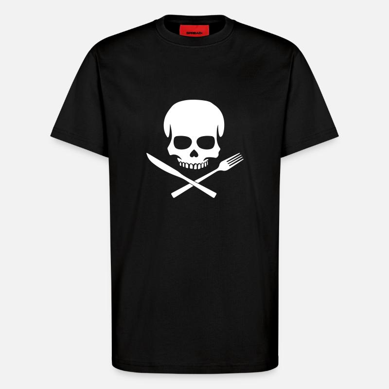 Crâne de cuisine - T-shirt bio décontracté fabriqué en UE - SOLID BLACK