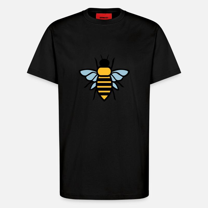 abeille - T-shirt bio décontracté fabriqué en UE - SOLID BLACK