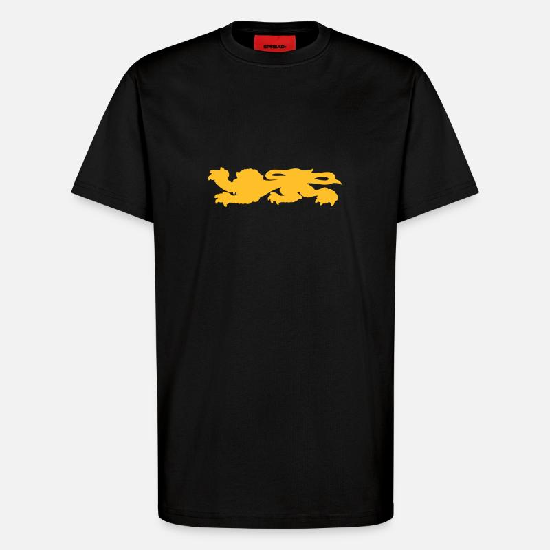 normandie silhouette de lion couché - T-shirt bio décontracté fabriqué en UE - SOLID BLACK