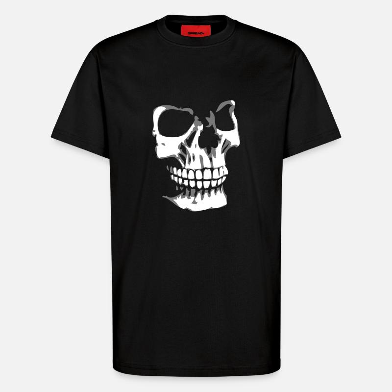 Skullface 3D right - T-Shirt - made by SPREAD - SOLID BLACK