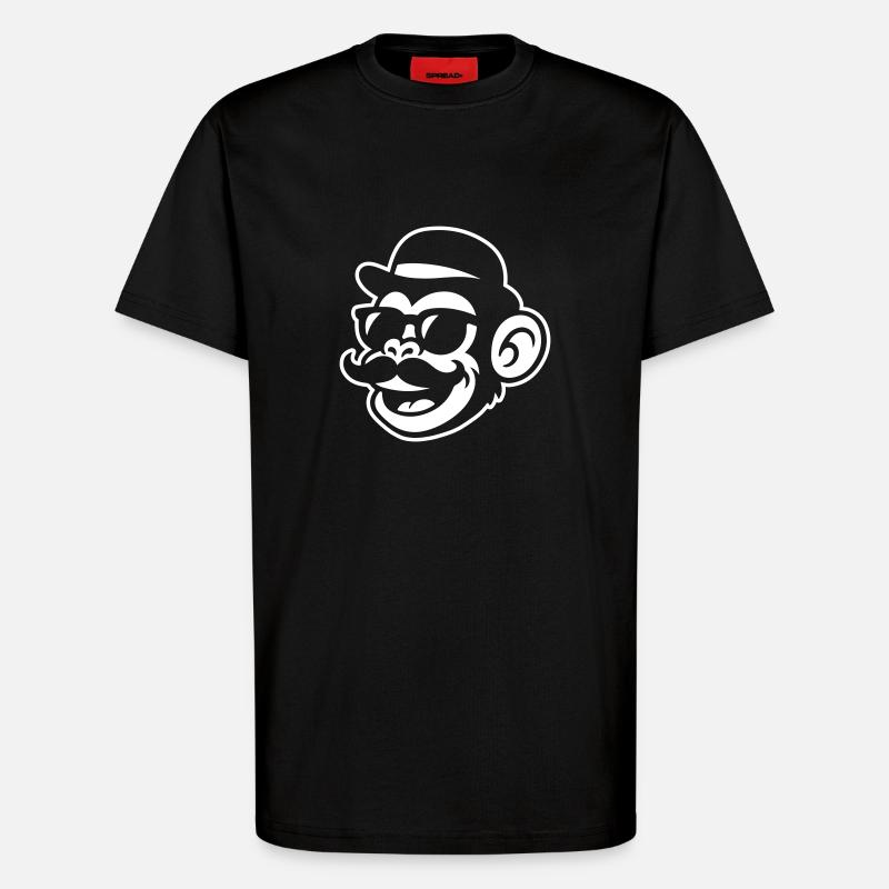 Affe Mustache Lustig - T-Shirt - made by SPREAD - SOLID BLACK