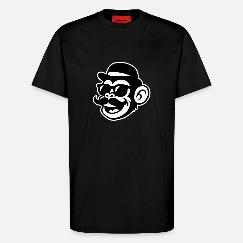 Monkey Sir Mustache - T-Shirt - made by SPREAD - SOLID BLACK