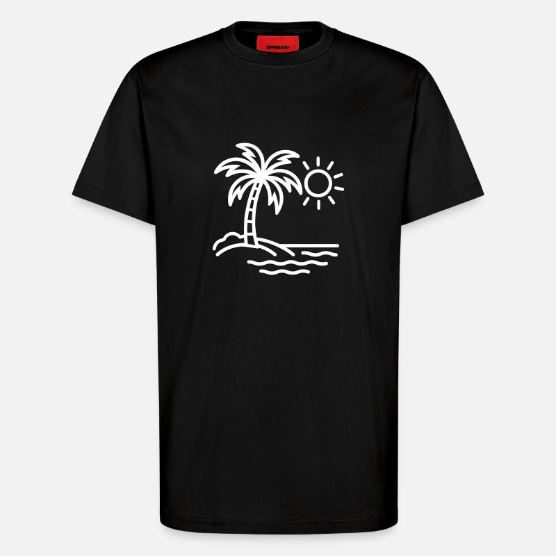 Palm Tree Beach Été - T-shirt bio décontracté fabriqué en UE - SOLID BLACK