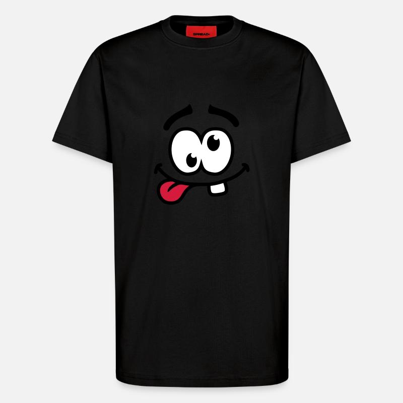 Crazy Smiley Face - T-Shirt - made by SPREAD - SOLID BLACK