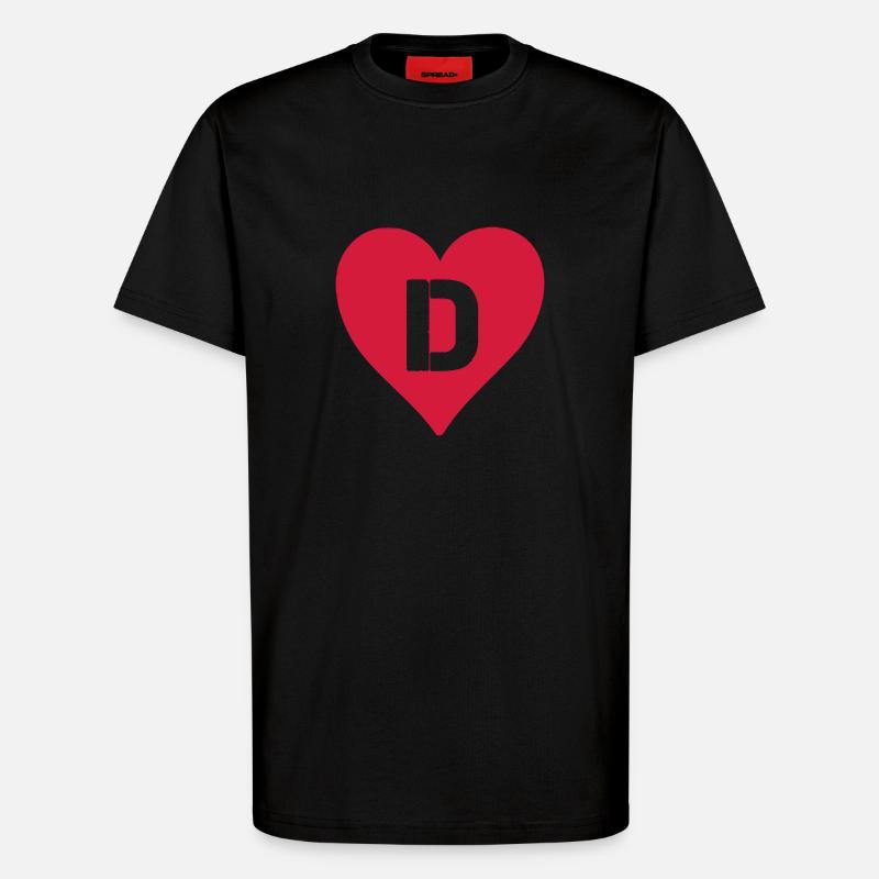 herz buchstabe d - T-Shirt - made by SPREAD - SOLID BLACK