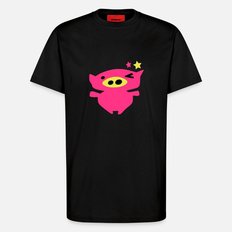cute_pink_piggy_face_vec10_c3 - T-shirt bio décontracté fabriqué en UE - SOLID BLACK