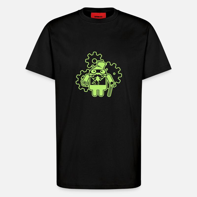 steampunkandroid_mono_light - T-Shirt - made by SPREAD - SOLID BLACK