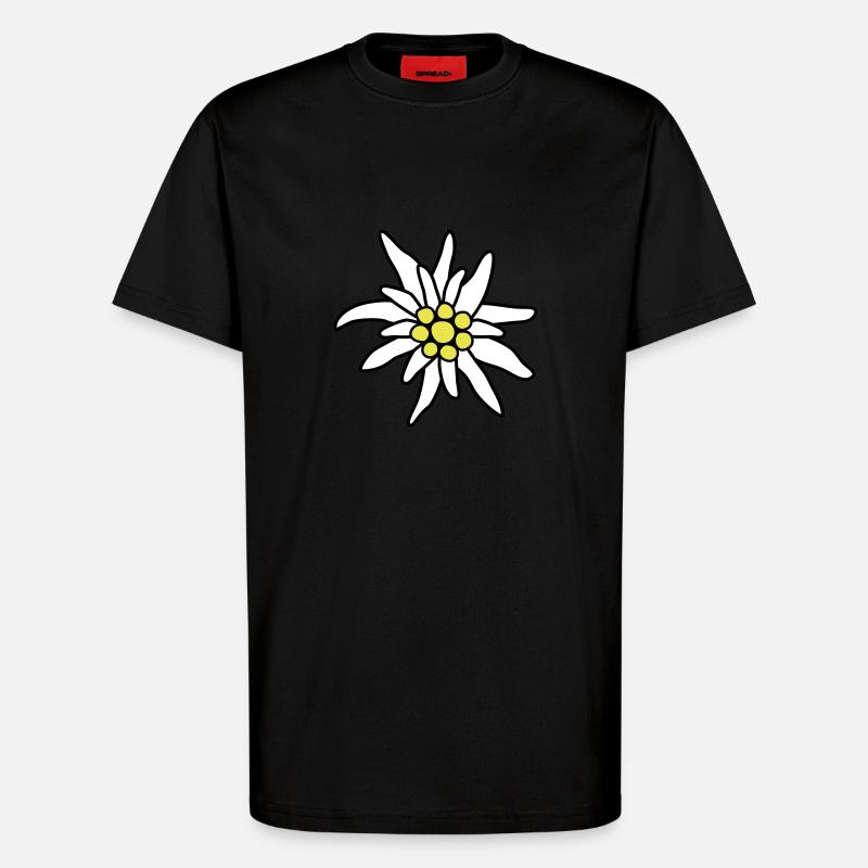 Blüte, Edelweiß - T-Shirt - made by SPREAD - SOLID BLACK