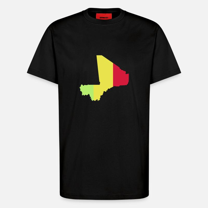 Mali Map - T-Shirt - made by SPREAD - SOLID BLACK