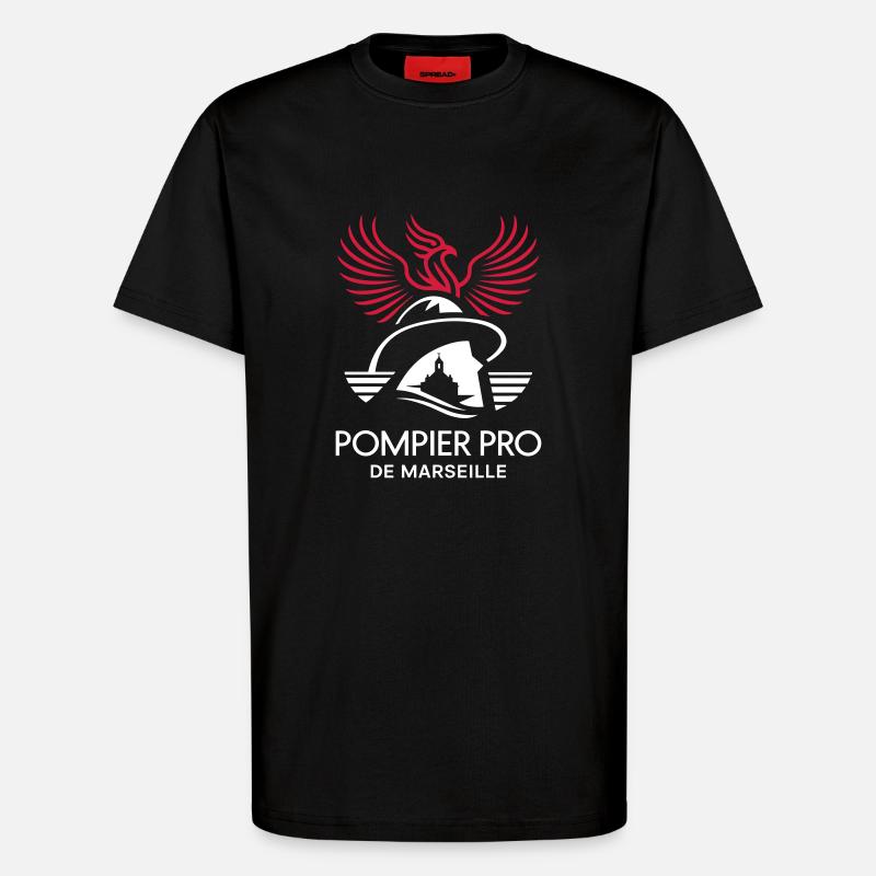 Pompier Pro de Marseille - T-shirt bio décontracté fabriqué en UE - SOLID BLACK