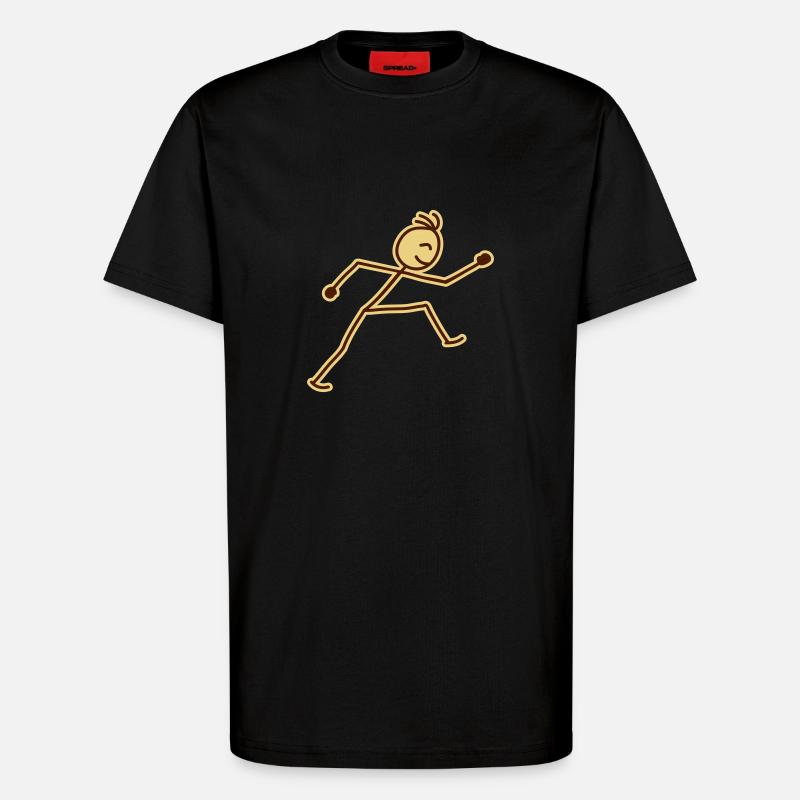 walking_stick_figure_2c - T-Shirt - made by SPREAD - SOLID BLACK