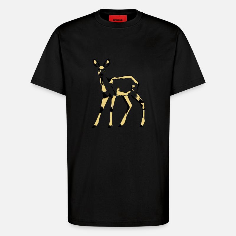 deer - T-Shirt - made by SPREAD - SOLID BLACK