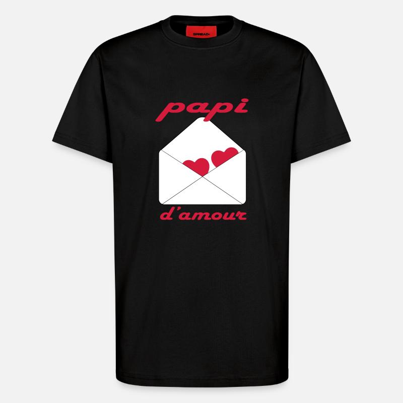 Papi d'amour - T-shirt bio décontracté fabriqué en UE - SOLID BLACK