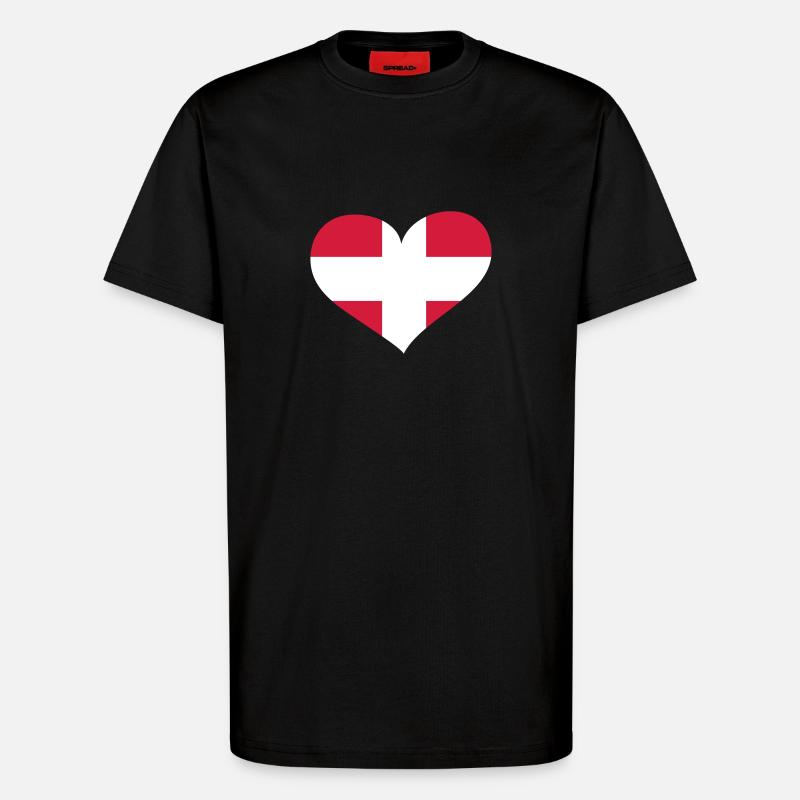 Dänemark Herz; Heart Denmark - T-shirt bio décontracté fabriqué en UE - SOLID BLACK