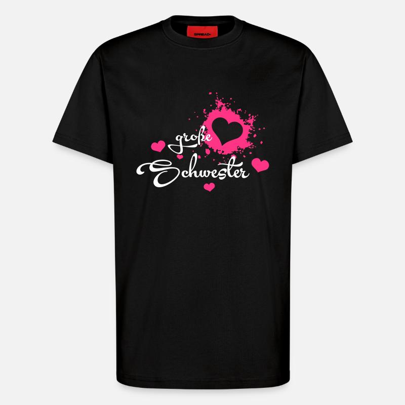 Große Schwester - Herzchen - T-shirt bio décontracté fabriqué en UE - SOLID BLACK