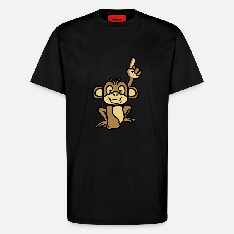 monkey funny forefinger - T-Shirt - made by SPREAD - SOLID BLACK
