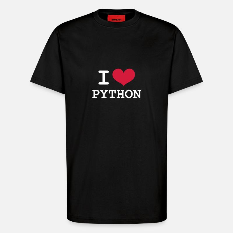 I Love Python - T-shirt bio décontracté fabriqué en UE - SOLID BLACK