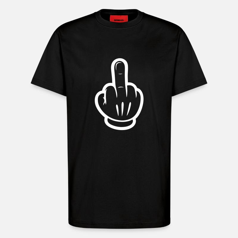 Middle Finger Comic Hand - T-Shirt - made by SPREAD - SOLID BLACK