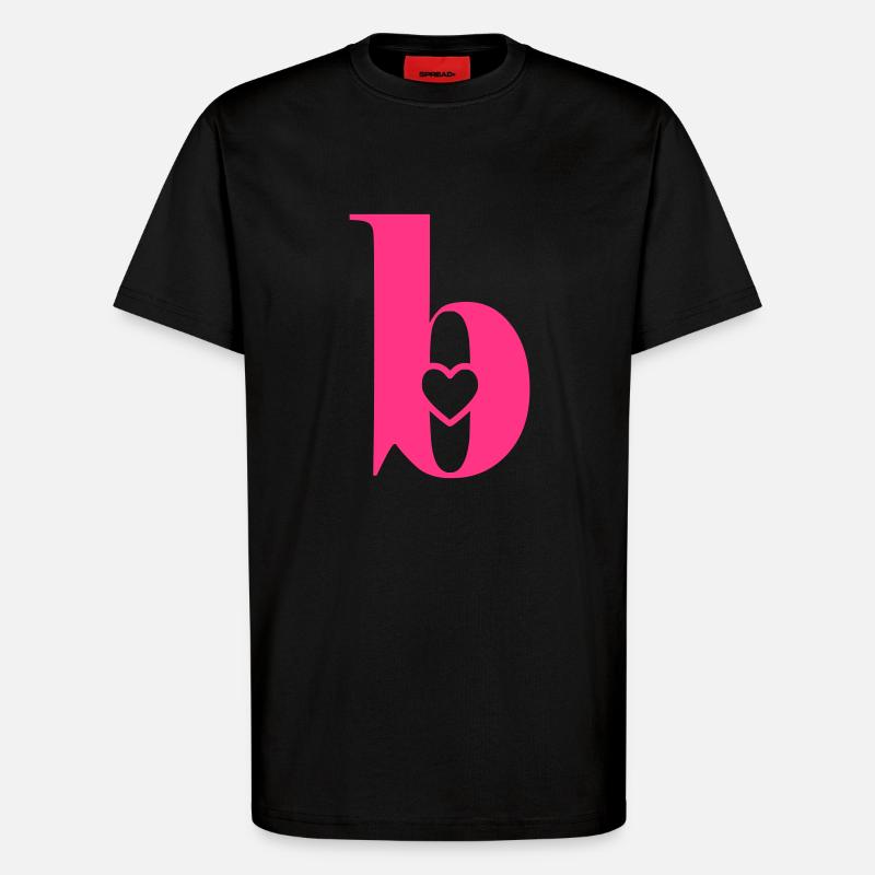 Buchstabe b Anfangsbuchstabe mit Herz - T-Shirt - made by SPREAD - SOLID BLACK