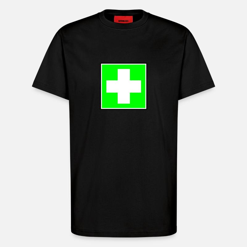 Première Croix de l'aide - T-shirt bio décontracté fabriqué en UE - SOLID BLACK