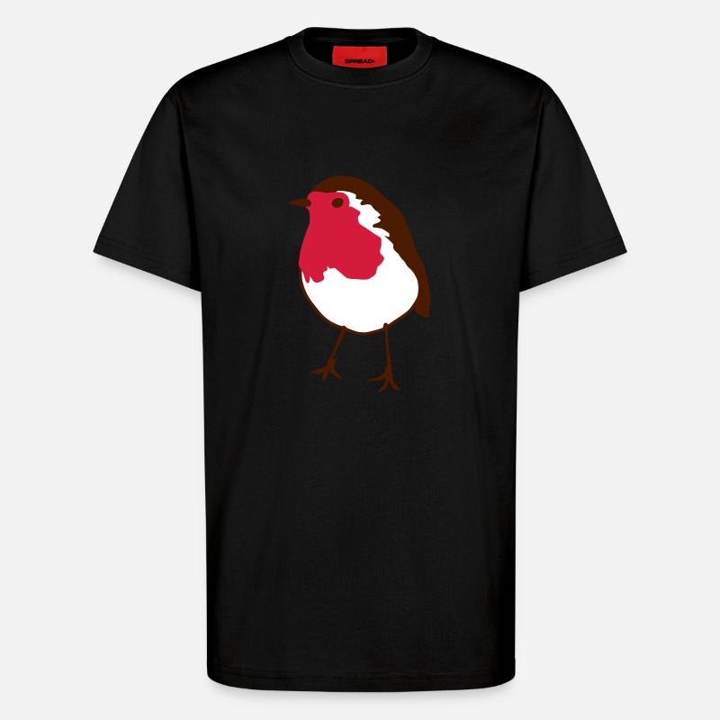 Rotkehlchen robin - T-Shirt - made by SPREAD - SOLID BLACK